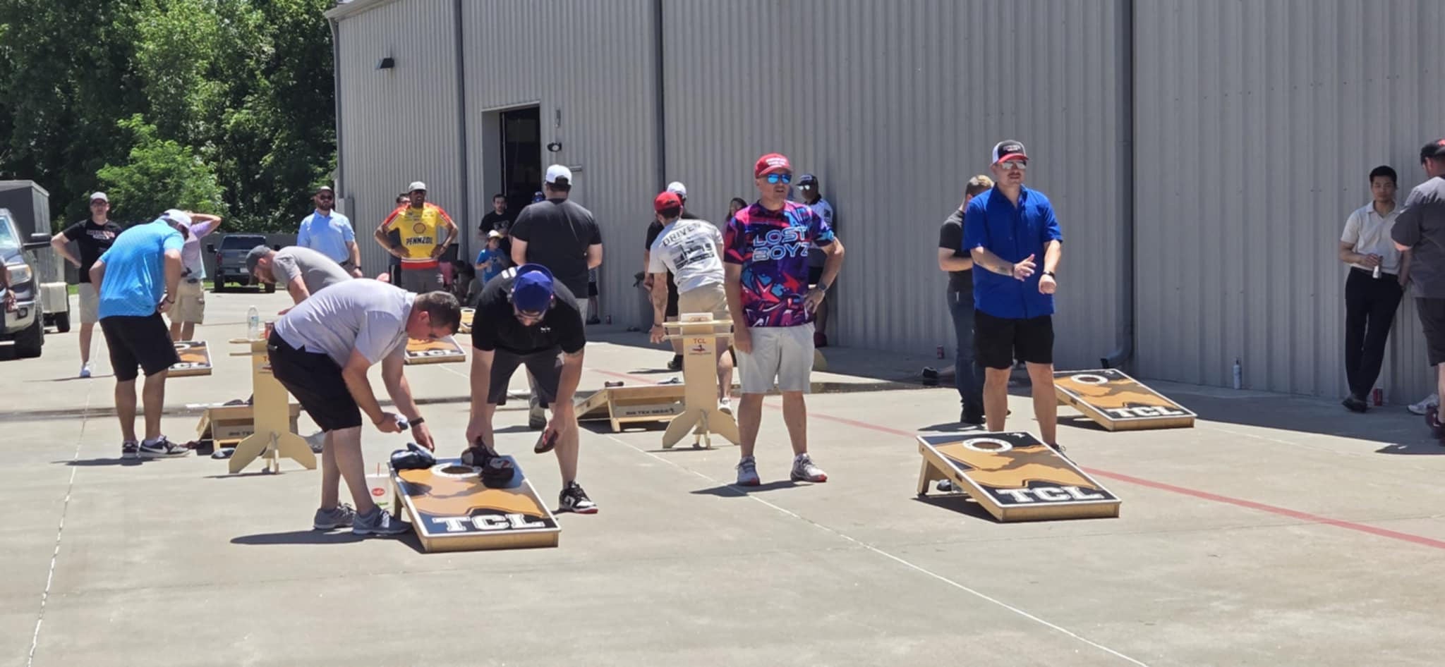 Oklahoma Region employees play a round of cornhole.