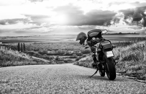 Vintage motorcycle on road adventure